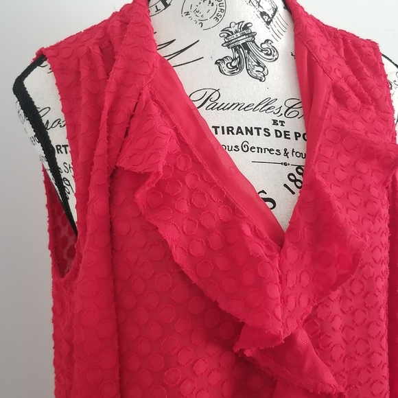 NWT tommy Hilfiger red ruffle neck bow  sleeveless blouse - Picture 3 of 5